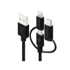 ALOGIC 3-in-1 Charge & Sync Cable - Micro USB, Lightning & UBS-C - 1m Black - PRIME Series